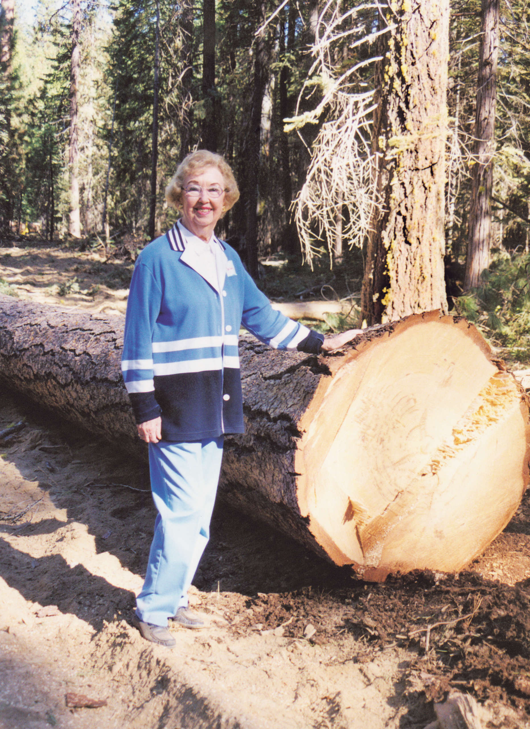 Historical photo of Maribeth Wilson Collins in Collins timberlands